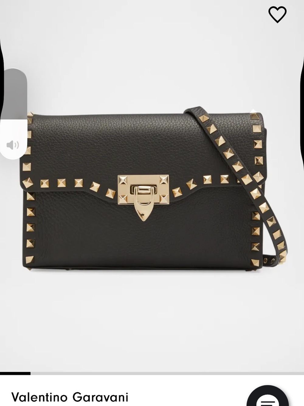 Valentino Garavani Black Leather Rockstud Crossbody Bag with Gold Hardware
